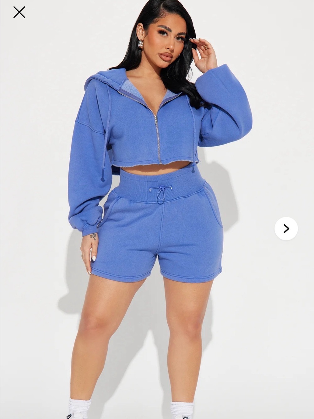 Fashion Nova On Go cropped Zip-Up Hoodie & High-Waist Shorts Set - Picture 5 of 6